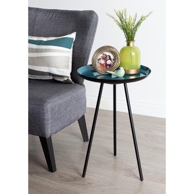 Laranya Round Teal and Gold Metal Side Table