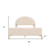 HomeRoots Beige Tufted Velvet Upholstered Queen Bed Frame - 3 of 4