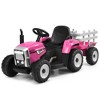 Costway 12V Kids Ride On Tractor with Trailer Ground Loader w/ RC & Lights Red\Pink\Green - image 3 of 4