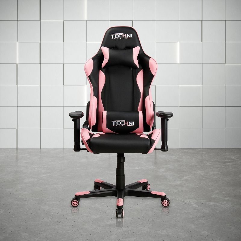Ergonomic High Back Racer Style PC Gaming Chair Pink - Techni Sport, 5 of 15