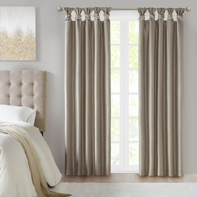 PAGED Curtains Twist Tab Lined Window Curtain Total Blackout Panel Privacy Assured for Bedroom, Living Room, L84, Pewter