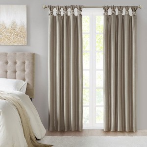 PAGED Curtains Twist Tab Lined Window Curtain Total Blackout Panel Privacy Assured for Bedroom, Living Room, L84, Pewter - 1 of 4