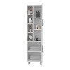 FURNIinspire Utility Storage Cabinets Tall Storage Cabinet, Bathroom Cabinet With 2 Doors, 3 Open Shelves For Living Room, White, 14"*17.9"*68.1" - 2 of 4