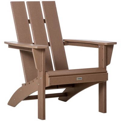 Outsunny Plastic Adirondack Chair, HDPE Lounger Chair Outdoor Fire Pit Seating with High Back and Wide Seat for Patio, Backyard, Garden, Lawn
