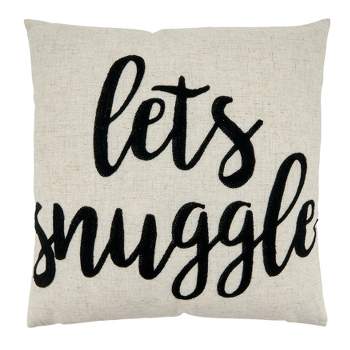 Saro Lifestyle Lets Snuggle Embroidered Pillow - Poly Filled, 17" Square, Natural