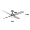 Warmiplanet 52" Ceiling Fan with Lights Remote Control, Sand Nickel,DC Motor,5 Blades - 3 of 4