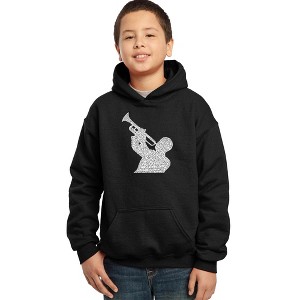 LA Pop Art Boy's Word Art Hooded Sweatshirt - ALL TIME JAZZ SONGS - 1 of 4