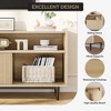 Fluted TV Stand for 75 inch TV, Natural Entertainment Center with 2 Sliding Fluted Doors and Metal Support Leg - 3 of 4