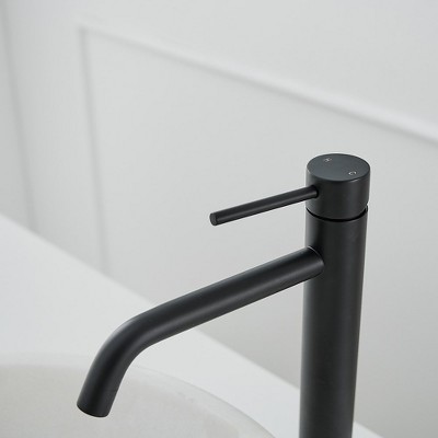Matte Black Single Handle Vessel Sink Faucet with Drain Assembly