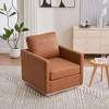 Upholstered Swivel Accent Chair with Faux Leather and Removable Cushion, 360° Swivel Club Chair for Living Room, Lounge Armchair for Apartment-Koiai - 3 of 4