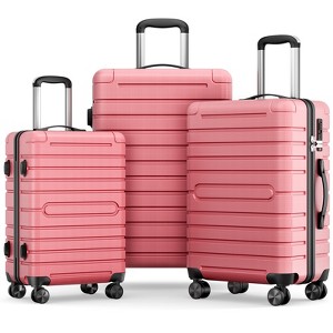 SKONYON 3 Piece Hardside Luggage Set with Spinner Wheels, TSA Locks, Lightweight ABS+PC Suitcases (20"/24"/28") for Travel, Business, Family Trips - 1 of 4
