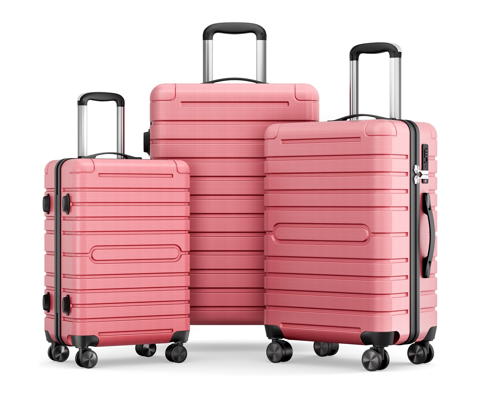 SKONYON 3 Piece Hardside Luggage Set with Spinner Wheels, TSA Locks, Lightweight ABS+PC Suitcases (20"/24"/28") for Travel, Business, Family Trips