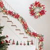 24In Pre-Lit Christmas Garland with LED Lights Battery Operated, Red Flowers & Ball Ornaments for Mantle Staircase Porch Indoor Outdoor Decoration - 3 of 4