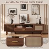 Modern 75" TV Stand with Soft-Closing Doors & Rattan Drawers, Stylish TV Cabinet with Drop-Down Storage, Farmhouse TV Consoles, Dark Brown - HABITRIO - 4 of 4