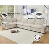 141.5'' 5-Seat Linen Modular Sectional Sofa with Wireless Charging Ports, Cup Holders, Book Storage Space, L-Shaped Sectional Sofas for Living Room - 3 of 4