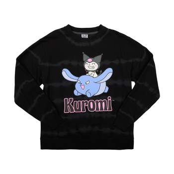Hello Kitty & Friends Zou & My Melody Crew Neck Long Sleeve Black & Gray Women's Oversized Pullover Hoodie