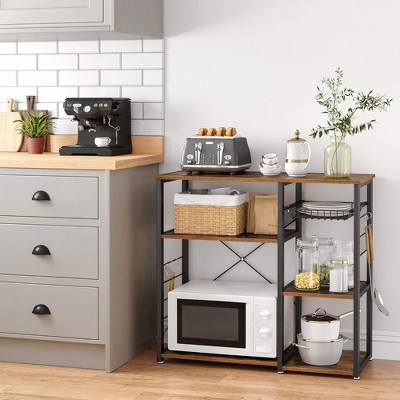 VASAGLE Rustic Brown Kitchen Bakers Rack with Storage