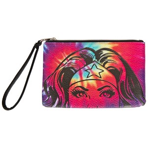 Womens Wonder Woman Tie Dye Character and Text Symbol Purse Wallet Wristlet - 1 of 2