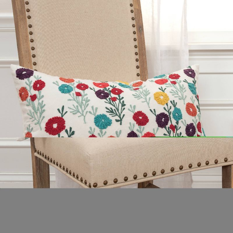 14&#34;x26&#34; Oversized Floral Lumbar Throw Pillow Cover Red - Rizzy Home, 6 of 7