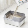 LunaLulinlk Stainless steel cat litter box. Easy to clean, does not absorb odors, comes with a shovel - 3 of 4