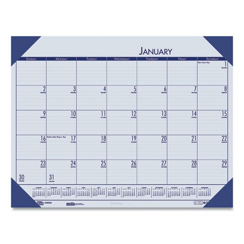 EcoTones Recycled Monthly Desk Pad Calendar, 18.5 x 13, Ocean Blue Sheets/Corners, Black Binding, 12-Month (Jan to Dec): 2025 - image 1 of 1