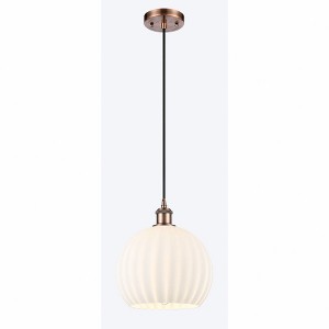 White Venetian - 1 Light Cord Hung Mini Pendant In Modern Style-11.75 Inches Tall and 10 Inches Wide - 1 of 1