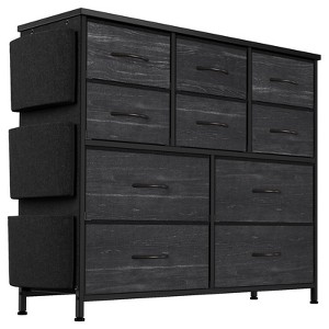 Jojoka Dresser for Bedroom, 10 Drawers Dresser & Chest of Drawers with Fabric Bins, Side Pockets and Steel Frame, Oak Ash - 1 of 4