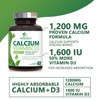 Calcium Supplement with Vitamin D - 1200 mg Calcium Carbonate with 1600 IU of D3 Vitamins - Supports Bone Strength, Teeth - 180 Tablets - 2 of 4