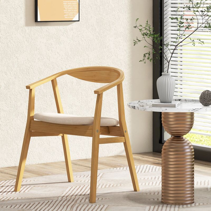 Tangkula Leisure Bamboo Armchair Modern Accent Chair w/ Curved Back & Bamboo Structure, 4 of 10