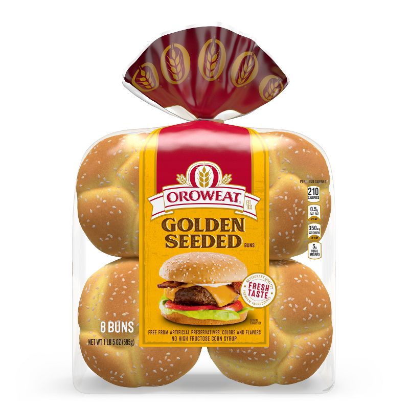 Oroweat Premium Golden Seeded Sliced Buns - 21oz/8ct, 1 of 7