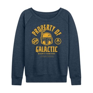 Women's - Star Wars - Property Of Galactic Bh Lightweight French Terry Wide Neck Long Sleeve Shirt - 1 of 4
