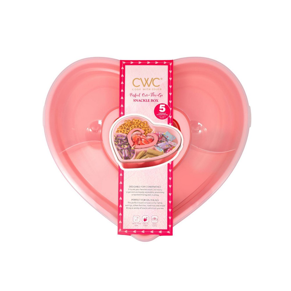 Cook With Color Valentine Heart Figural Snack Box Pink