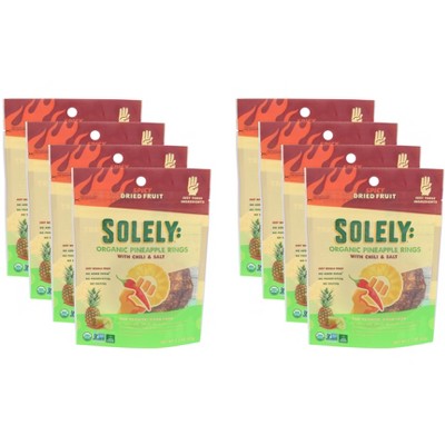 Solely Dried Organic Chili & Salt Dried Pineapple Rings - Pack of 8 - 2.2 oz