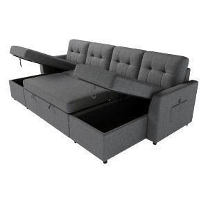 AMERLIFE Sectional Sofa with Double Storage Chaise,Reversible Pull Out Couch for Living Room - 1 of 4