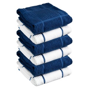 T-fal Solid and Check Parquet Kitchen Towel, Six Pack - 1 of 4