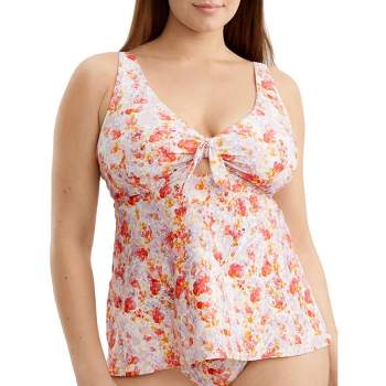 Birdsong Women's Charmed Romance Tie Front Underwire Tankini Top - S10177-CHROM