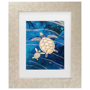 Trademark Fine Art - Sarah Manovski  Gold turtles swimming Matted Framed Art - 1 of 4