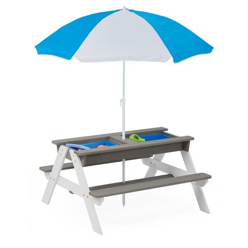 3 in1 Kids Picnic Table, Outdoor Wooden Activity & Dining Table With Adjustable Collapsible Umbrella, Kids Picnic Table For Boys Girls Outdoor Camping - image 1 of 4