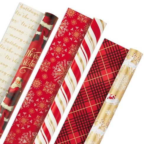 Blue and White 3-Pack Holiday Wrapping Paper Assortment, 120 sq