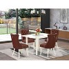 5-Piece Linen White Finish Solid Wood Top - Rectangular Upholstered Dining Room Set  (Seats- 4) - 2 of 4