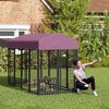 PawHut Outdoor Dog Kennel, Welded Wire Dog Run with 360° Rotating & 4 Levels Adjustable Bowls, Waterproof & UV Resistant Cover, 7.9' x 4' x 6' - 3 of 4