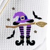 Linum Home Textiles Hotel Collection 100% Turkish Cotton Unisex Waffle Terry Embroidered Bathrobe with Satin Piped Trim - Hat-Broom-Legs - 3 of 3