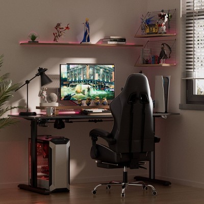 GTRACING Gaming Chair Office Chair PU Leather with Footrest & Adjustable  Headrest, Red