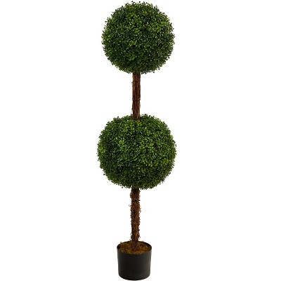 Nearly Natural 4.5-ft Boxwood Double Ball Topiary Artificial Tree (Indoor/Outdoor)