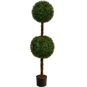 Nearly Natural 4.5-ft Boxwood Double Ball Topiary Artificial Tree (Indoor/Outdoor) - 1 of 4