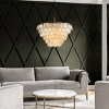 ALOADECOR W24'' 6 Lights Natural Coastal Capiz Shell Chandelier Farmhouse Tiered Seashells Light Fixture in Aged Bronze for Dining Room Bathroom - 2 of 4