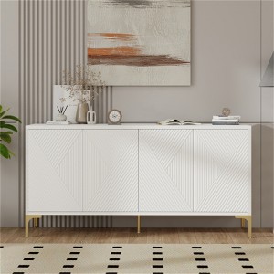 SKRAN Buffet Cabinet with Storage,4 Doors Wood Sideboard Cabinet with Carved Door Panels, Adjustable Shelves for Living Room, Kitchen - 1 of 4