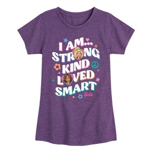Girls' - Barbie - I Am Strong Kind Loved Smart- Girls Fitted Short Sleeve Graphic T-Shirt Fitted Short Sleeve Graphic T-Shirt - 1 of 4