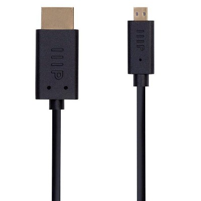 Monoprice 4K Small Diameter High Speed HDMI to Micro HDMI Passive Cable - 0.5 Feet - Black | 4K@60Hz 40AWG Enhanced Audio Return Channel - UltraFlex