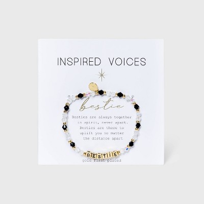 Gold Tone Plated 'Bestie' Stretch Bracelet - Gold